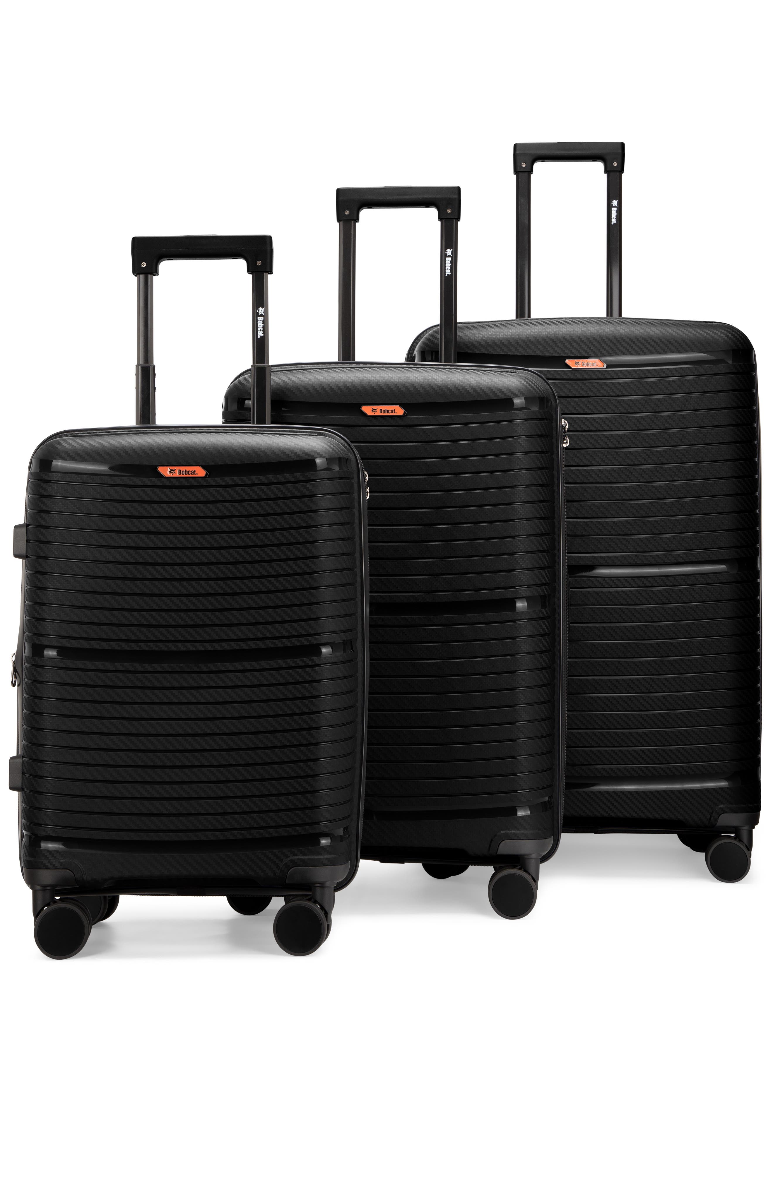 Bobcat Trencher 3 Piece Expandable Spinner Luggage Set with TSA Lock, Main, color, Black