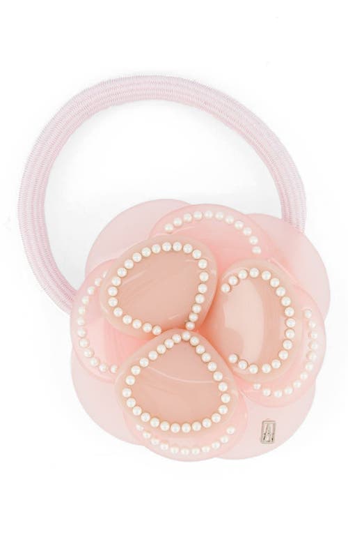 Alexandre de Paris Camelia Acetate Hair Tie in Pink at Nordstrom