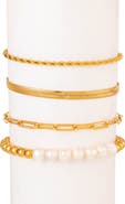EYE CANDY LOS ANGELES Ambre Set of 4 Imitation Pearl & Chain Bracelets