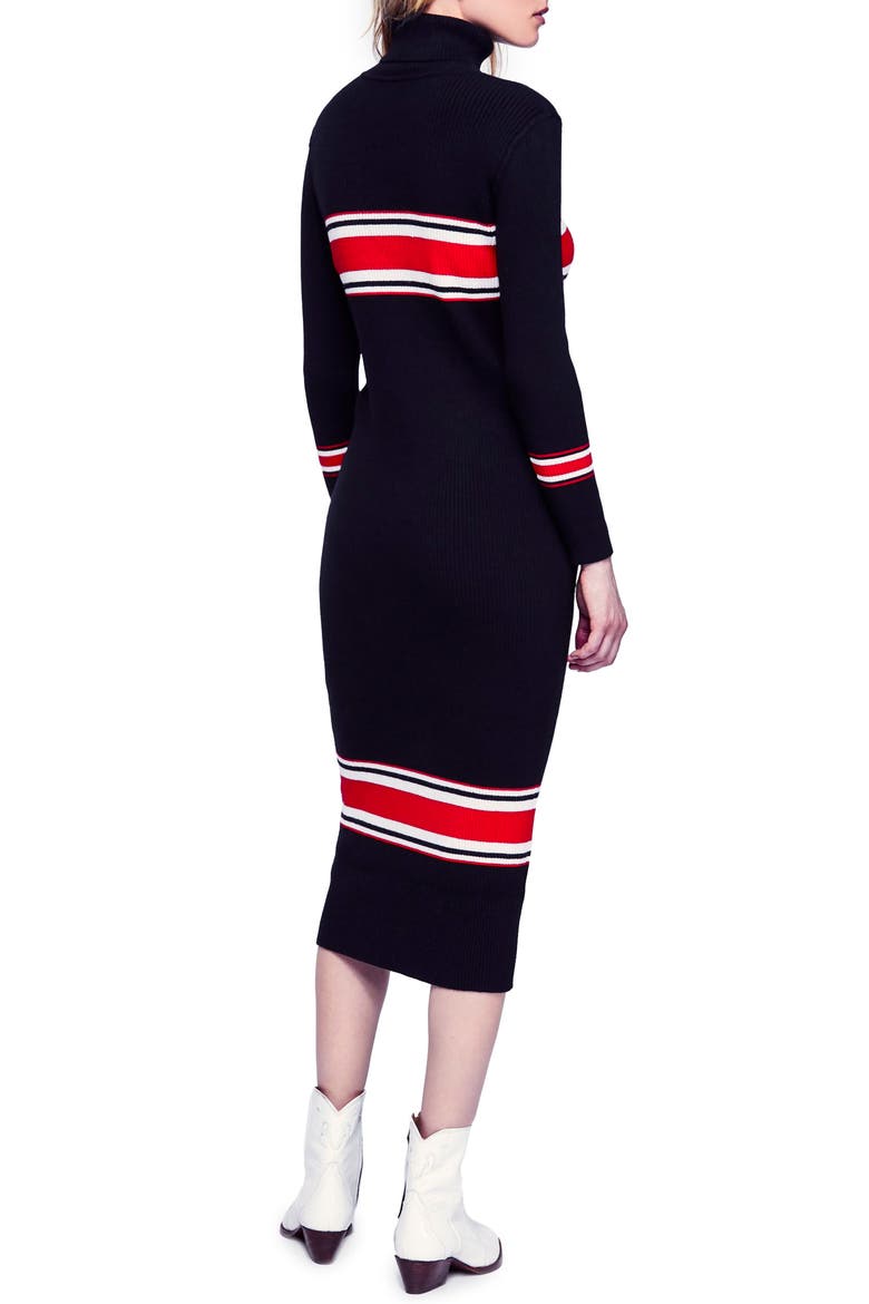 Sport Stripe Midi Sweater Dress, Alternate, color, BLACK