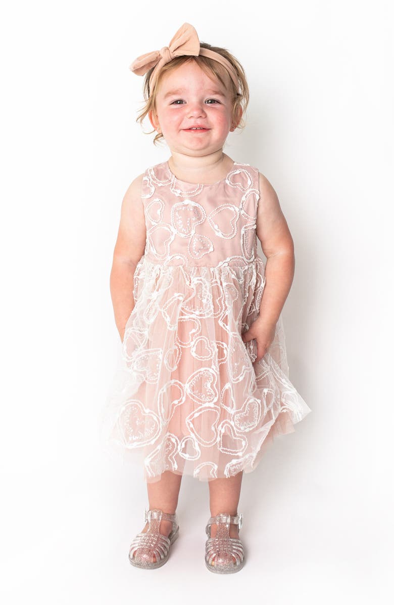 Popatu Embroidered Overlay Sleeveless Dress, Main, color, Blush