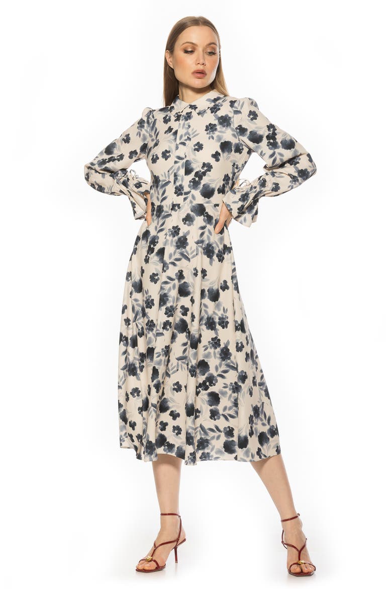 Lana Fit & Flare Midi Dress, Alternate, color, WATERCOLOR FLORAL