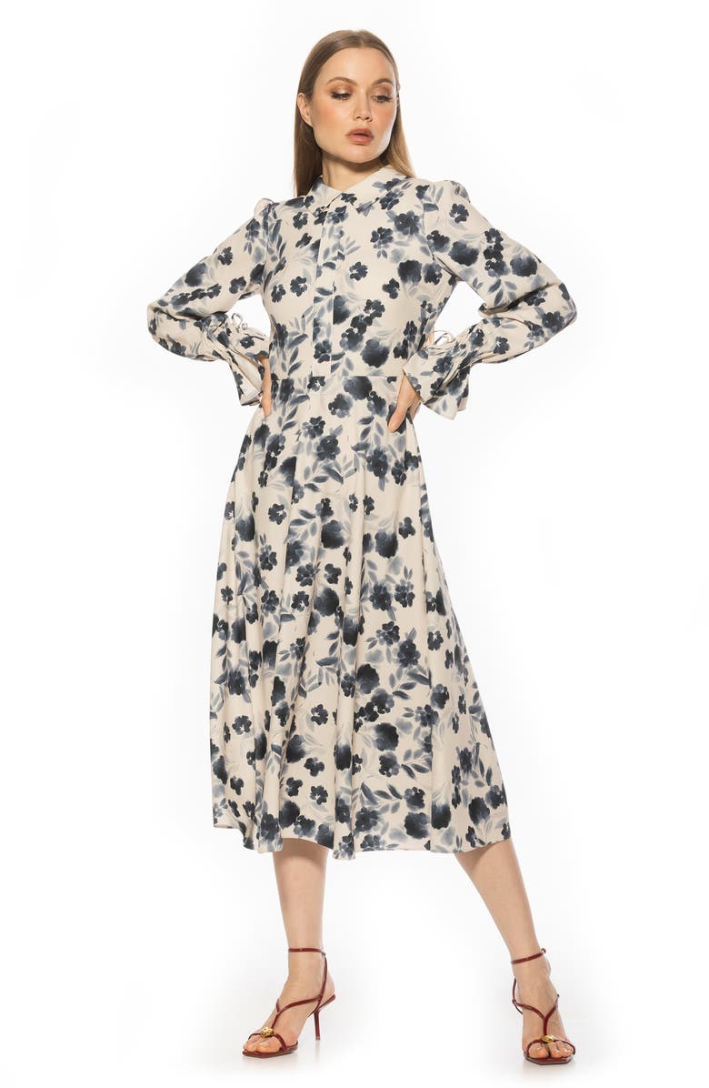 Alexia Admor Lana Fit & Flare Midi Dress, Alternate, color, Watercolor Floral