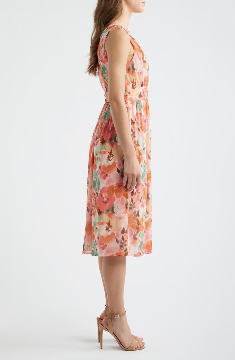 Loveappella Floral Print Swing Dress, Alternate, color, Coral