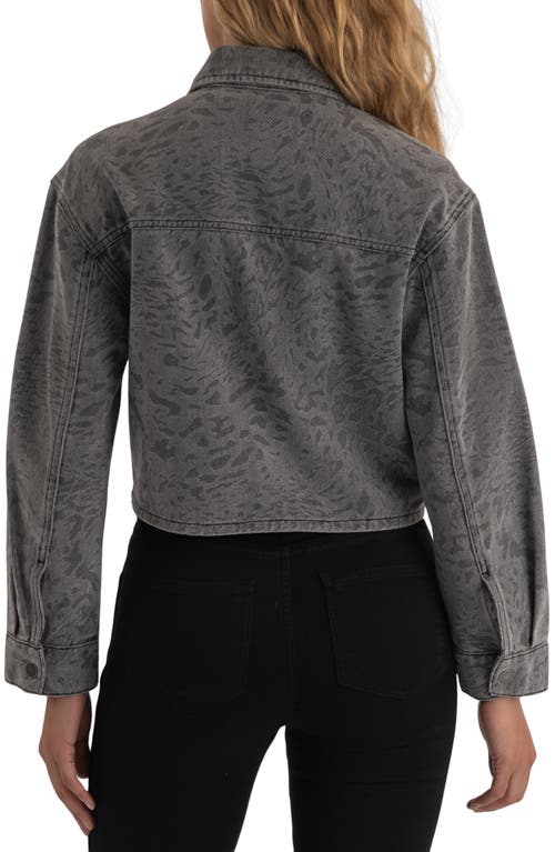 Kut From The Kloth Miley Animal Print Jacquard Denim Jacket In Gray