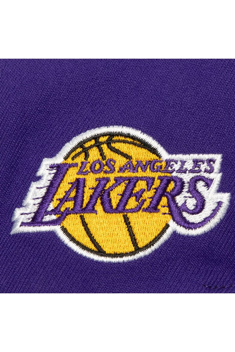 Men's Mitchell & Ness White/Purple Los Angeles Lakers Retro Sport Color Block Script Snapback Hat, Alternate, color, White