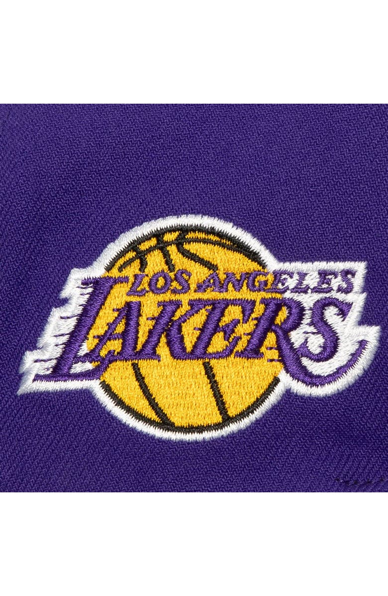 Mitchell & Ness Men's Mitchell & Ness White/Purple Los Angeles Lakers Retro Sport Color Block Script Snapback Hat, Alternate, color, White
