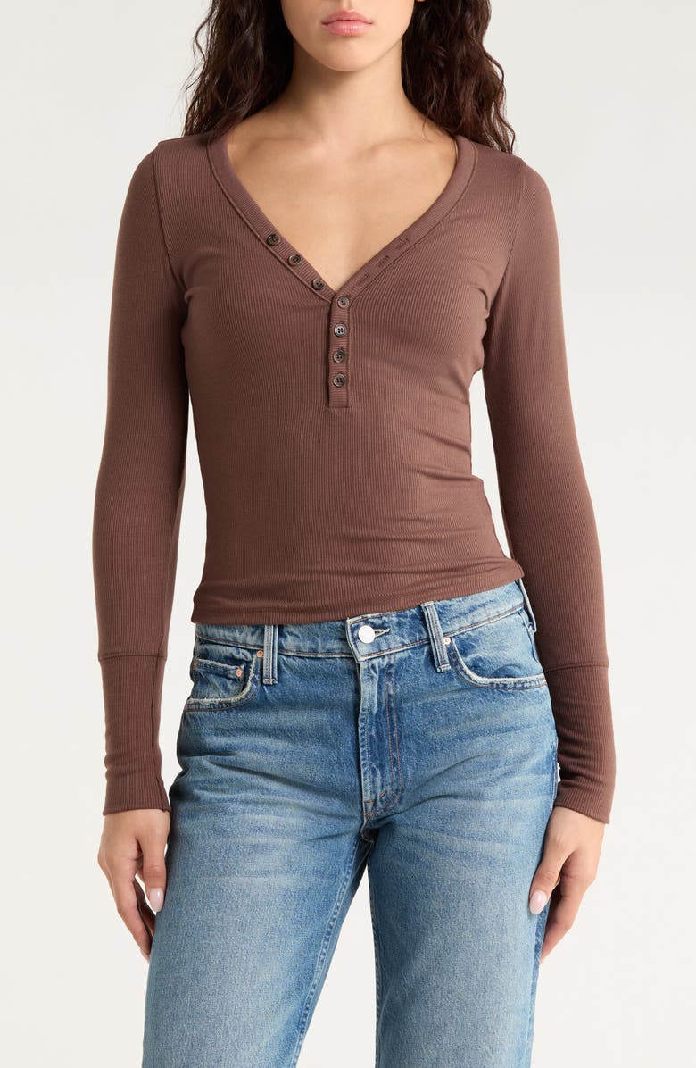 PacSun Payton V-Neck Henley, Main, color, Brown
