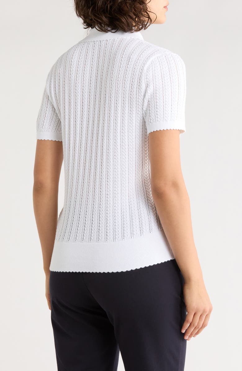 Brooks Brothers Pointelle Stitch Button-Up Polo, Alternate, color, White