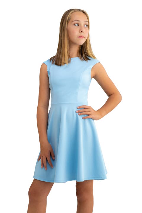 Textured Cap Sleeve Dress in Longer Length