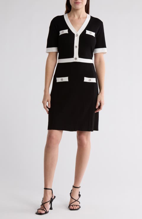 Contrast Sweater Dress
