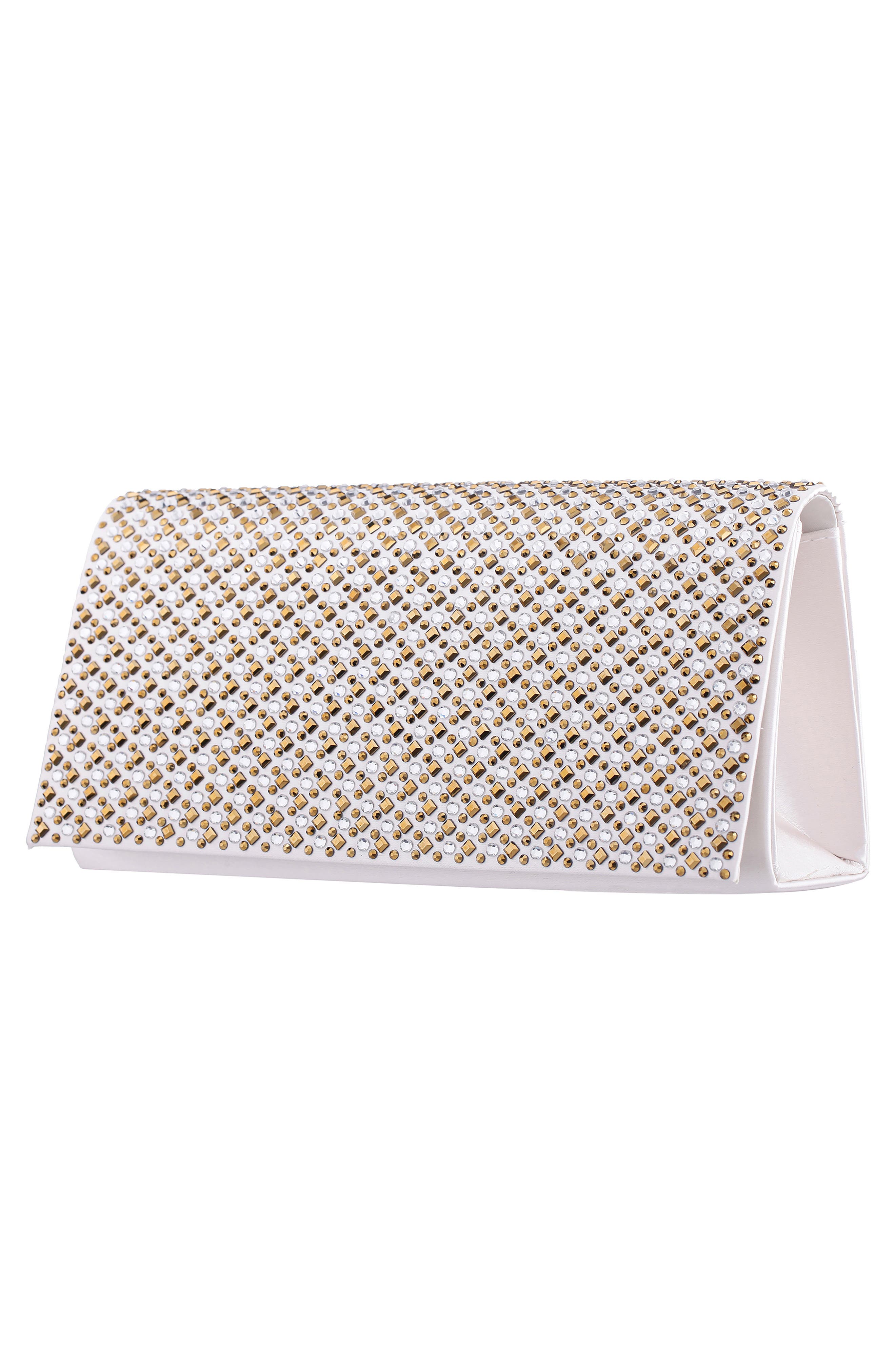 Nina Deva Crystal Clutch, Alternate, color, Ivory Multi
