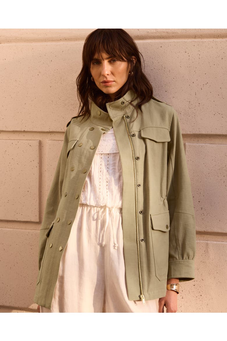 Washed Four Pocket Shacket, Alternate, color, Khaki