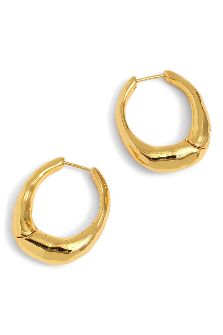 Hammered Puffy Huggie Hoop Earrings, Main, color, ANTIQUE GOLD