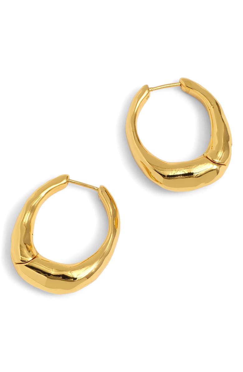 Madewell Hammered Puffy Huggie Hoop Earrings, Main, color, Antique Gold