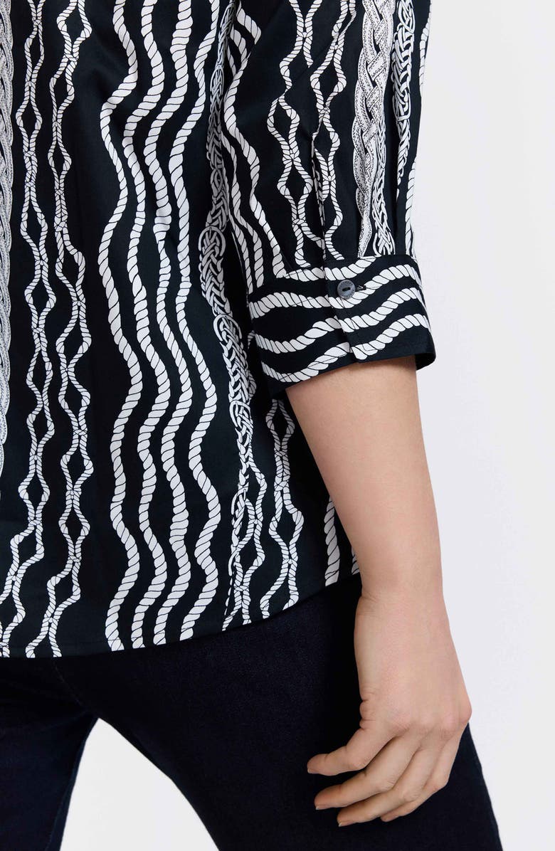Foxcroft Paityn Braid Print Cotton Button-Up Shirt, Alternate, color, Black/ White