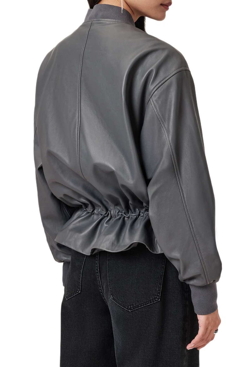 Sofi Leather Bomber Jacket, Alternate, color, GRAPHITE BLUE