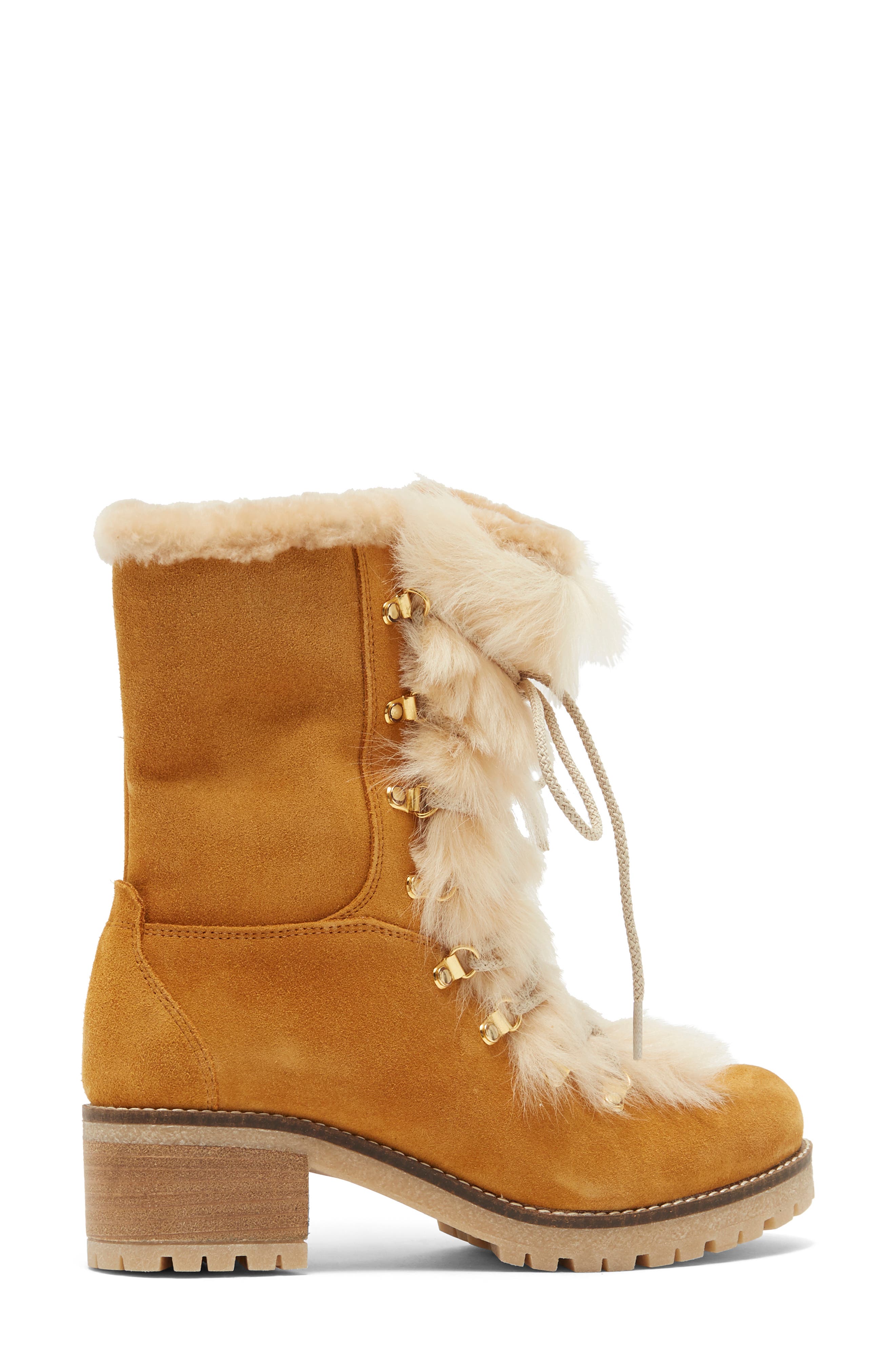 La Montelliana Stella Genuine Shearling Trimmed Lace-up Boot, Alternate, color, 