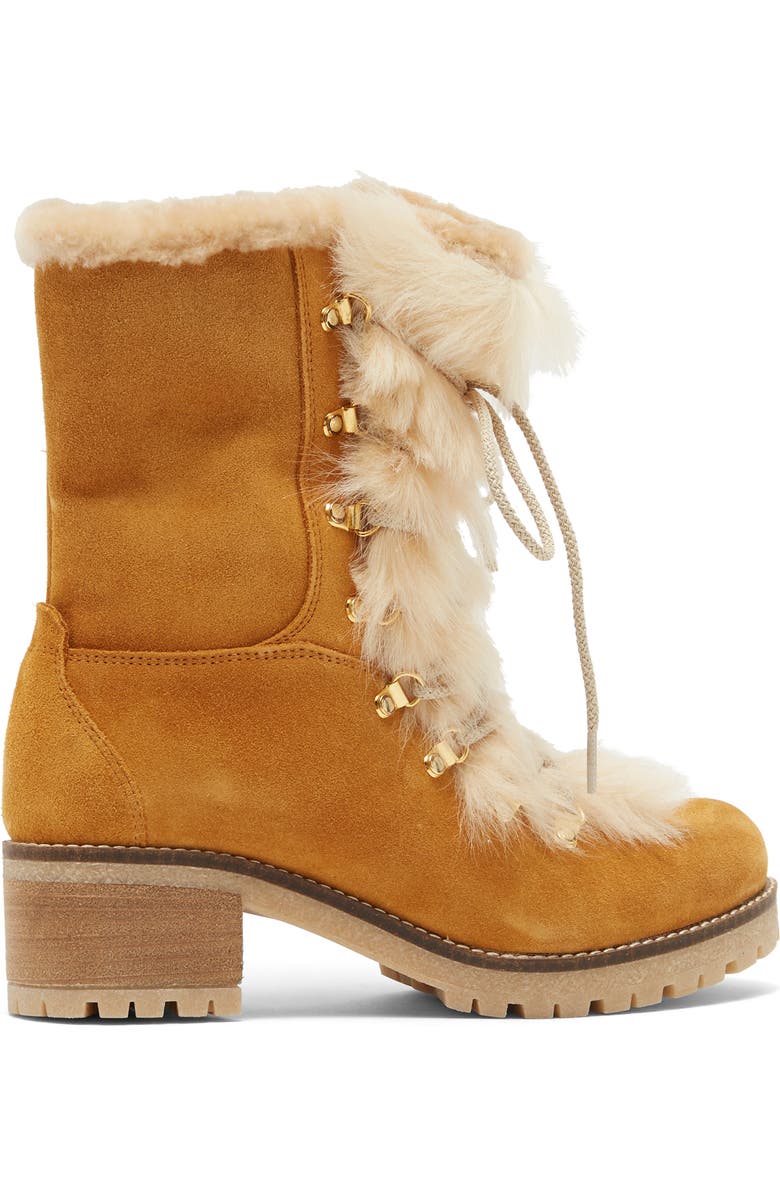 La Montelliana Stella Genuine Shearling Trimmed Lace-up Boot, Alternate, color,