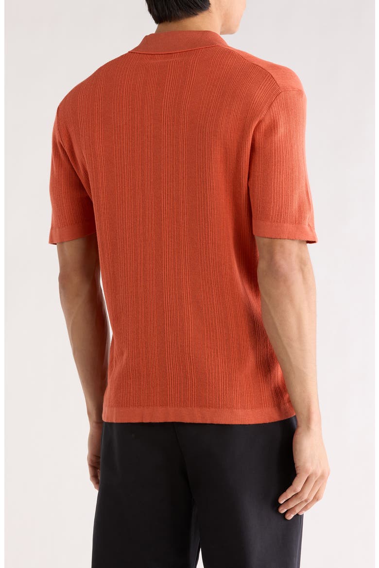 Johnny Collar Ribbed Cotton & Silk Polo Sweater, Alternate, color, PAPRIKA