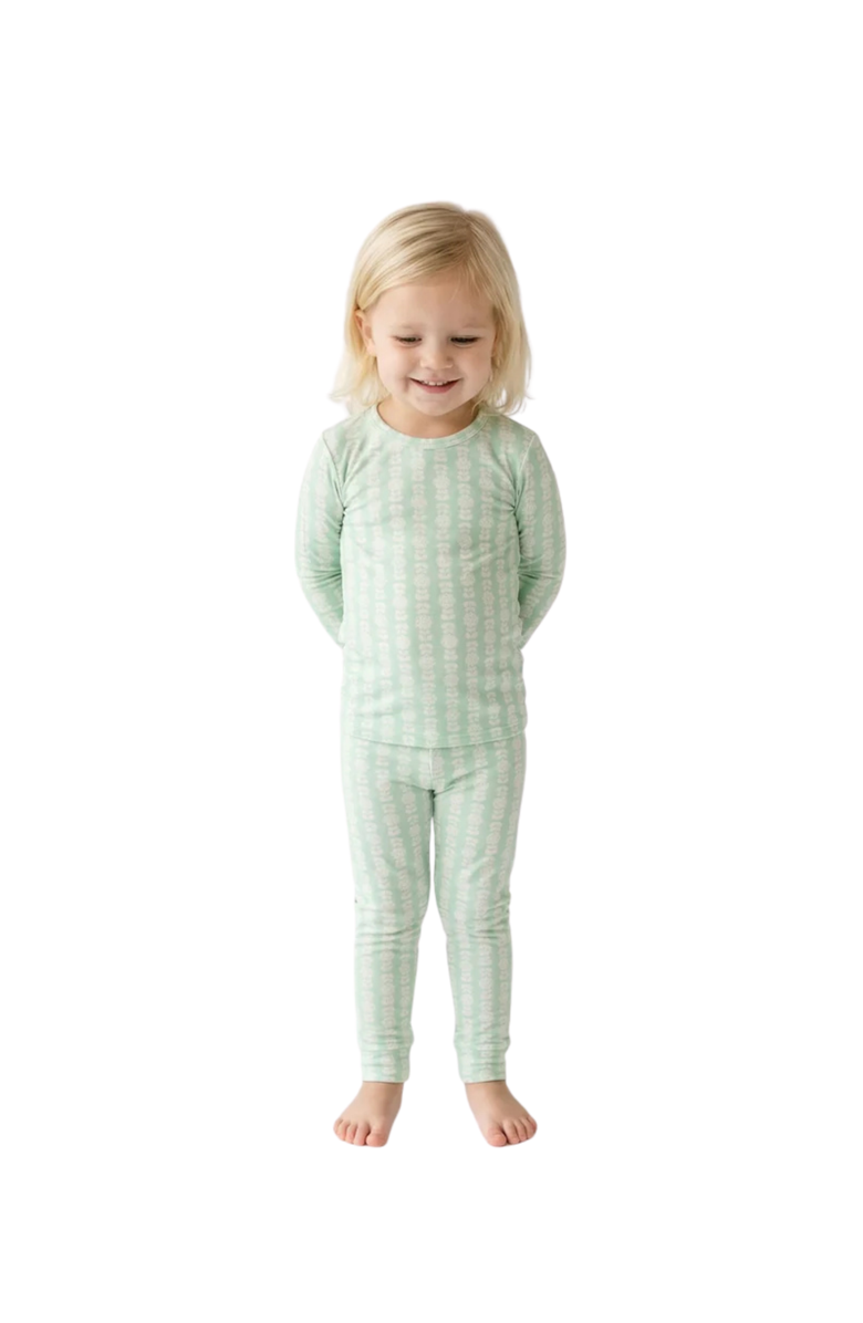 Motette Long Sleeve and Pants Pajama Set, Alternate, color, Mint Meadows