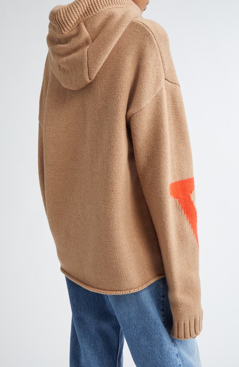 JW Anderson Anchor Intarsia Hooded Wool Zip Sweater, Alternate, color, 