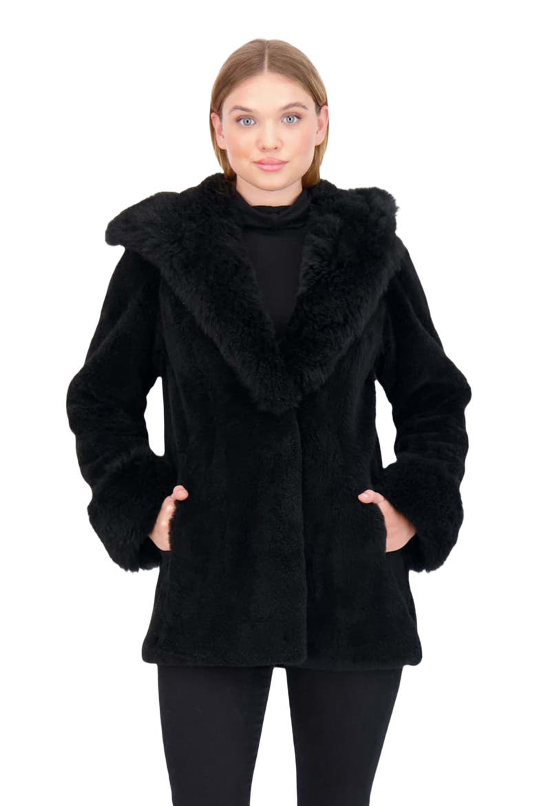 Sheared Genuine Shearling Parka, Main, color, BLACK