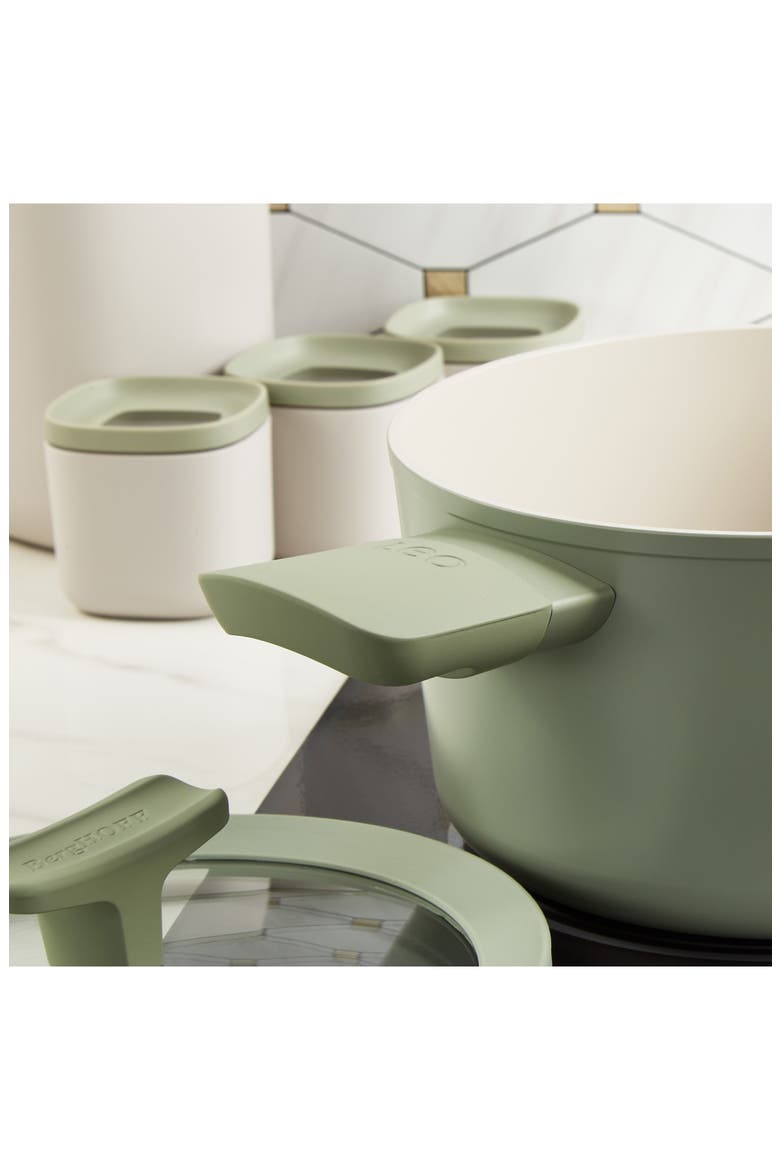 Leo Balance 3.3-Quart Covered Stock Pot, Alternate, color, SAGE