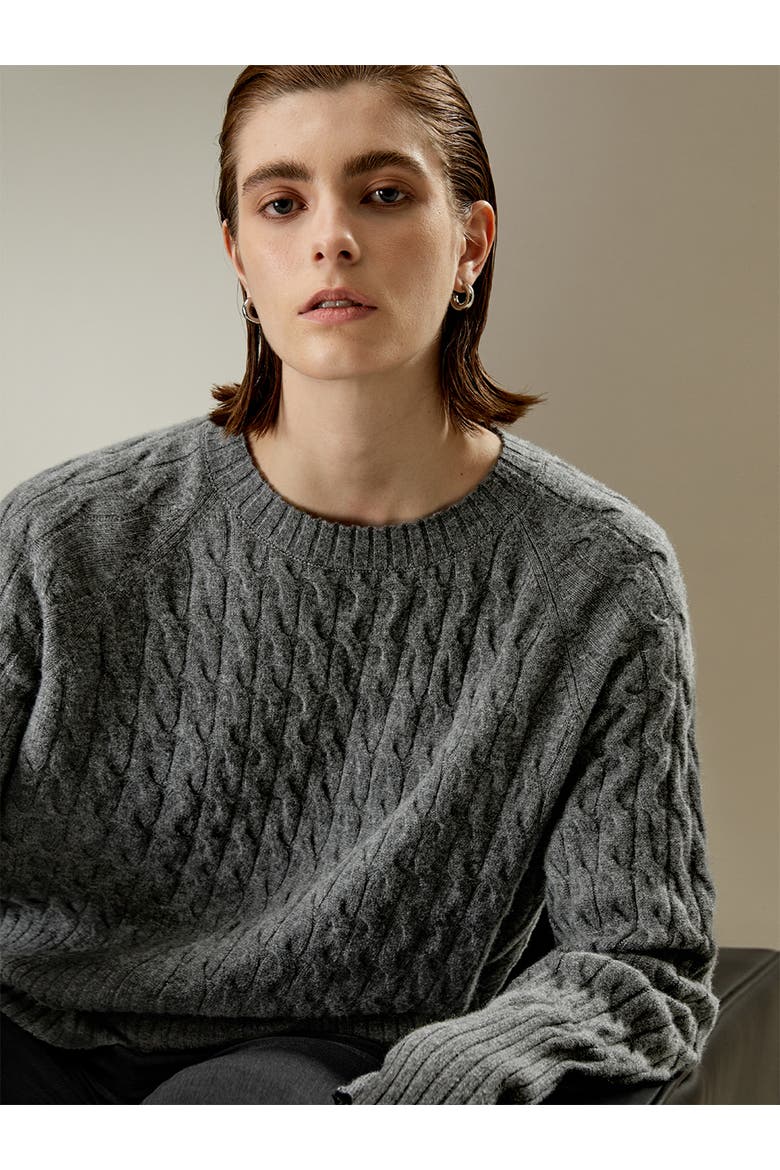 Women's Baby Cashmere Cable-knit Sweater, Alternate, color, Medium Gray