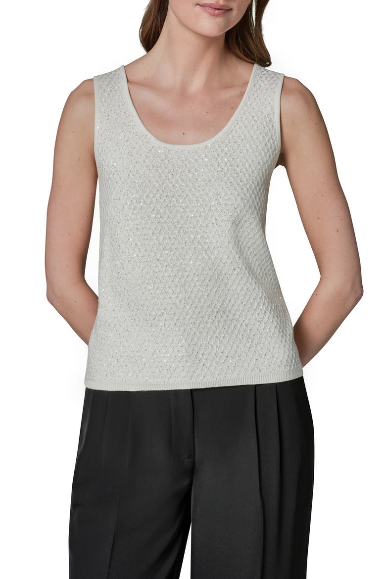 Novelty Sequin Scoop Neck Cotton Blend Camisole, Main, color, CREAM