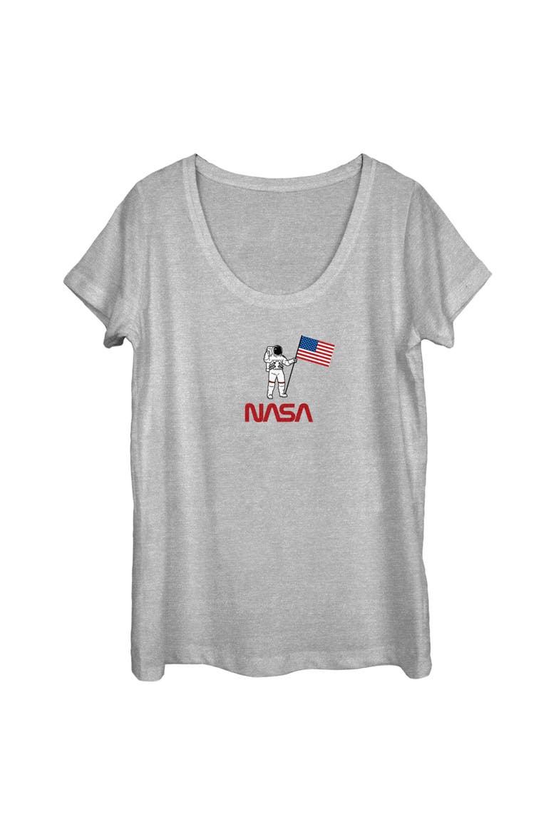Women's NASA Astronaut Flag Logo  Graphic T-Shirt, Main, color, Athletic Heather