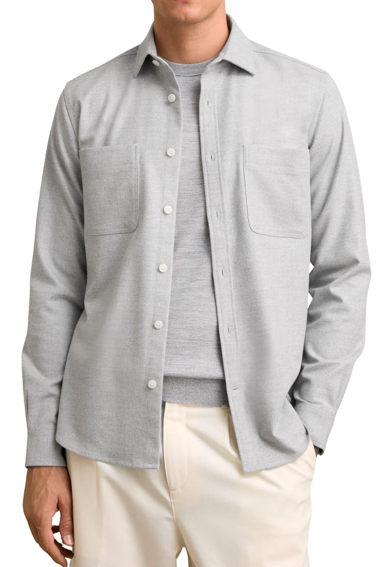 Parque Heathered Flannel Button-Up Shirt, Main, color, SOFT GREY MELANGE