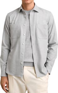 Reiss Parque Heathered Flannel Button-Up Shirt