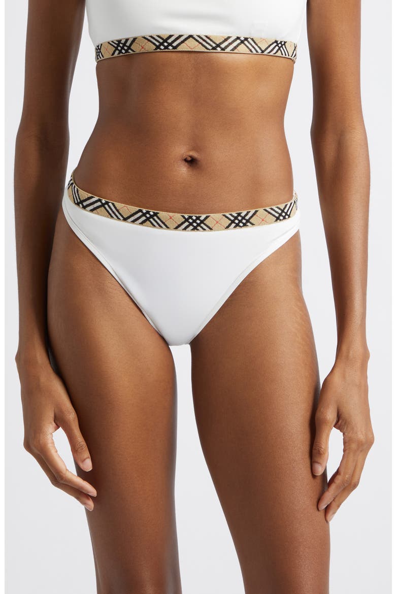 Check Trim Bikini Bottoms, Main, color, CHALK