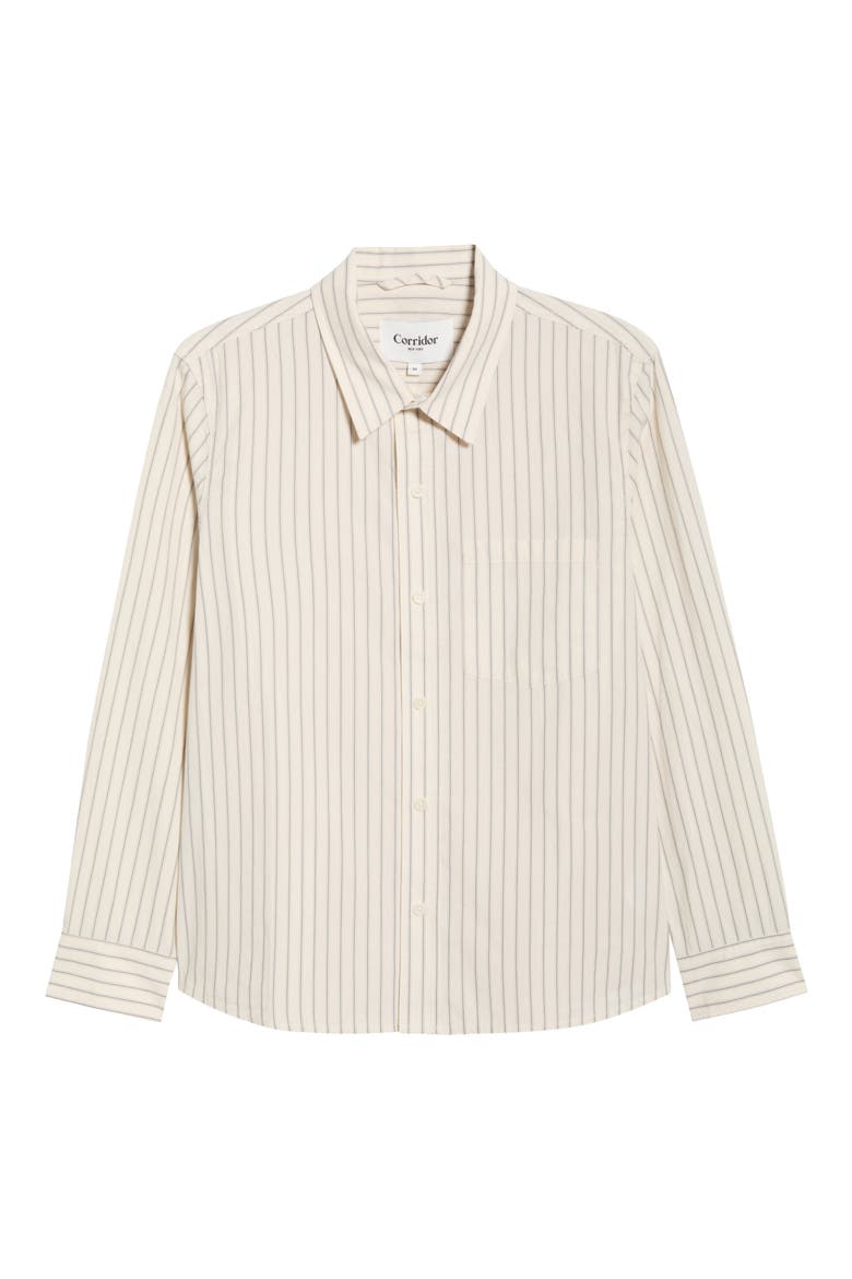 Stripe Cotton Poplin Button-Up Shirt, Alternate, color, NATURAL