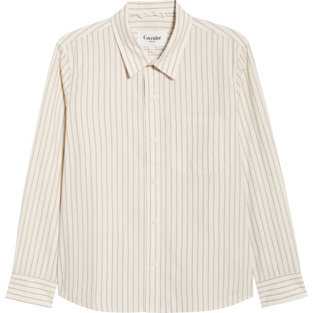 Corridor Stripe Cotton Poplin Button-up Shirt In Neutral