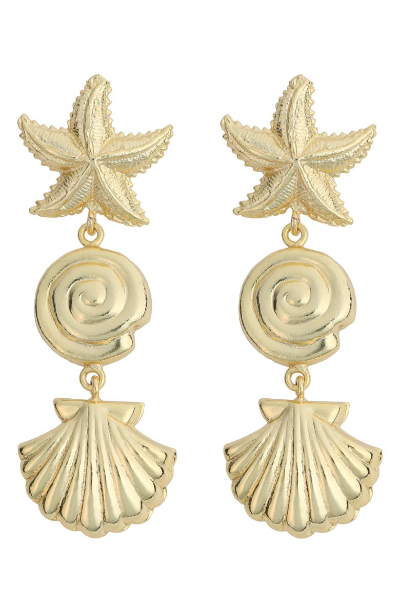 Panacea Seashell Linear Drop Earrings, Main, color, 