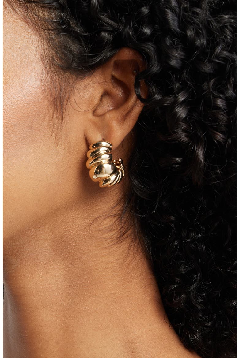 Mollusk Spiral Hoop Earrings, Alternate, color, GOLD