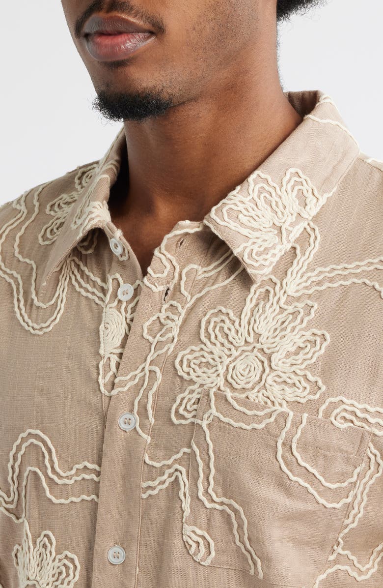 KROST Havana Floral Embroidered Short Sleeve Button-Up Shirt, Alternate, color, 