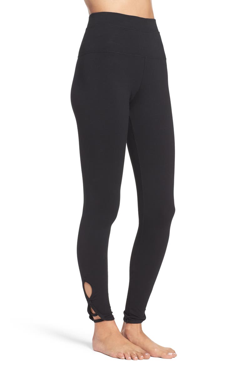 Fleur-de-lis High Waist Leggings, Alternate, color, BLACK
