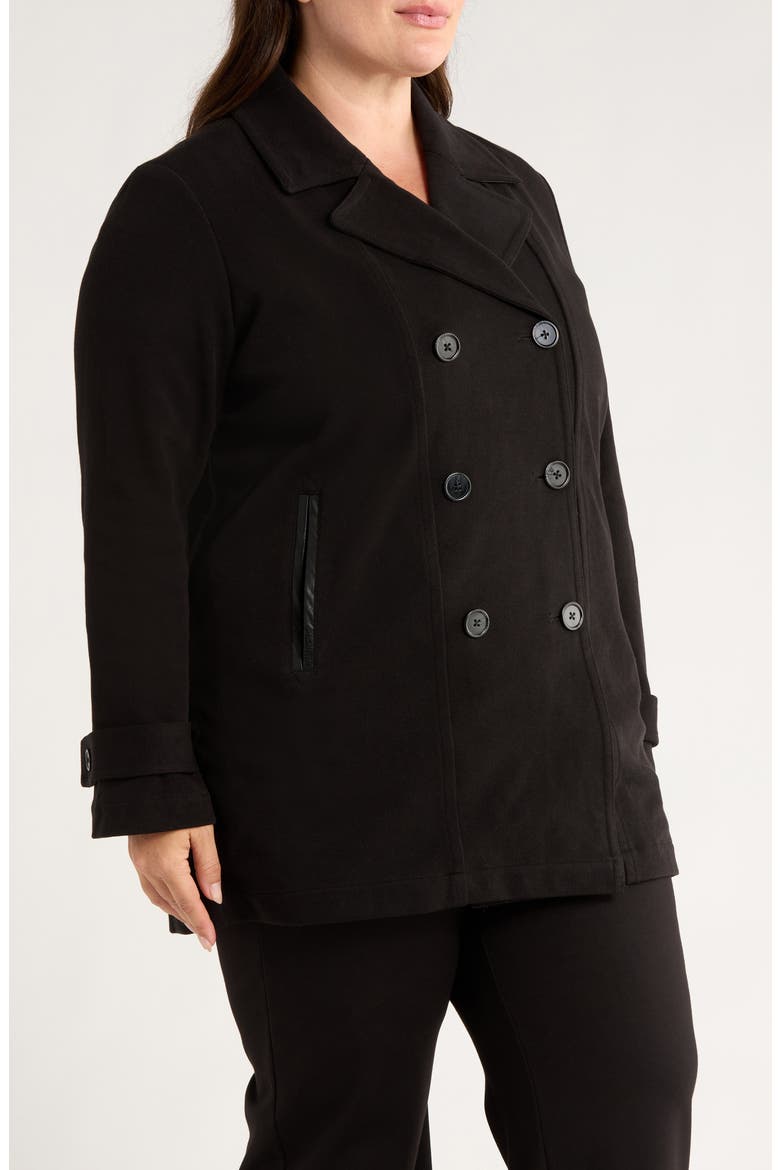 Alma Calvary Stretch Cotton Twill Peacoat, Alternate, color, BLACK