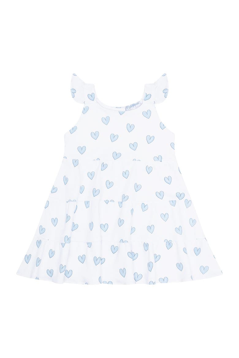 Blue Heart Print Ruffle Dress - Baby, Main, color, Blue