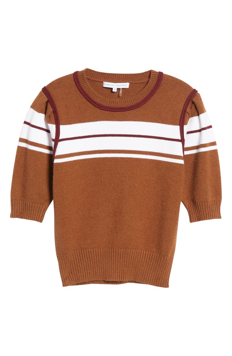 English Factory Stripe Puff Sleeve Sweater, Alternate, color,