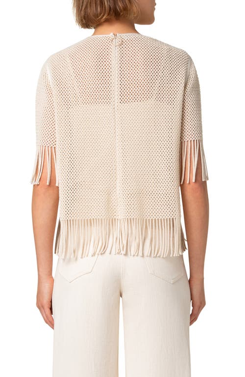 Akris Punto Fringe Cotton Blend Crochet Top In Cashew