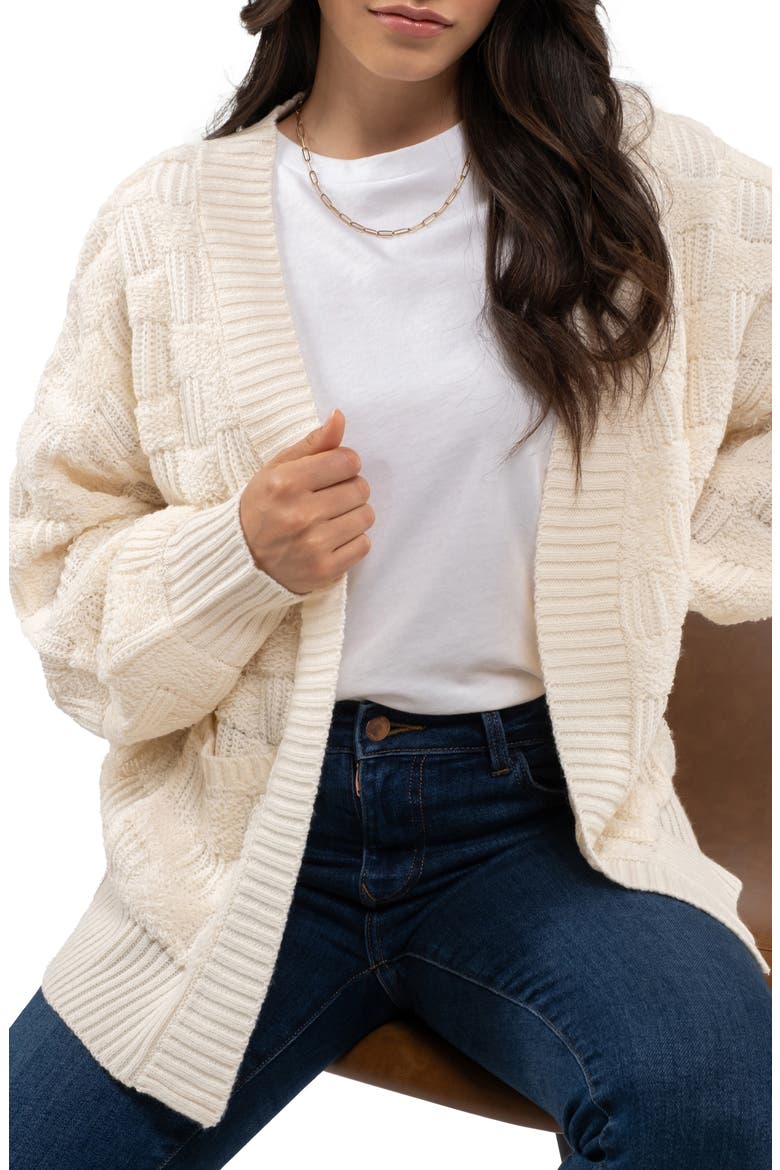 Open Front Knit Cardigan, Alternate, color, CREAM