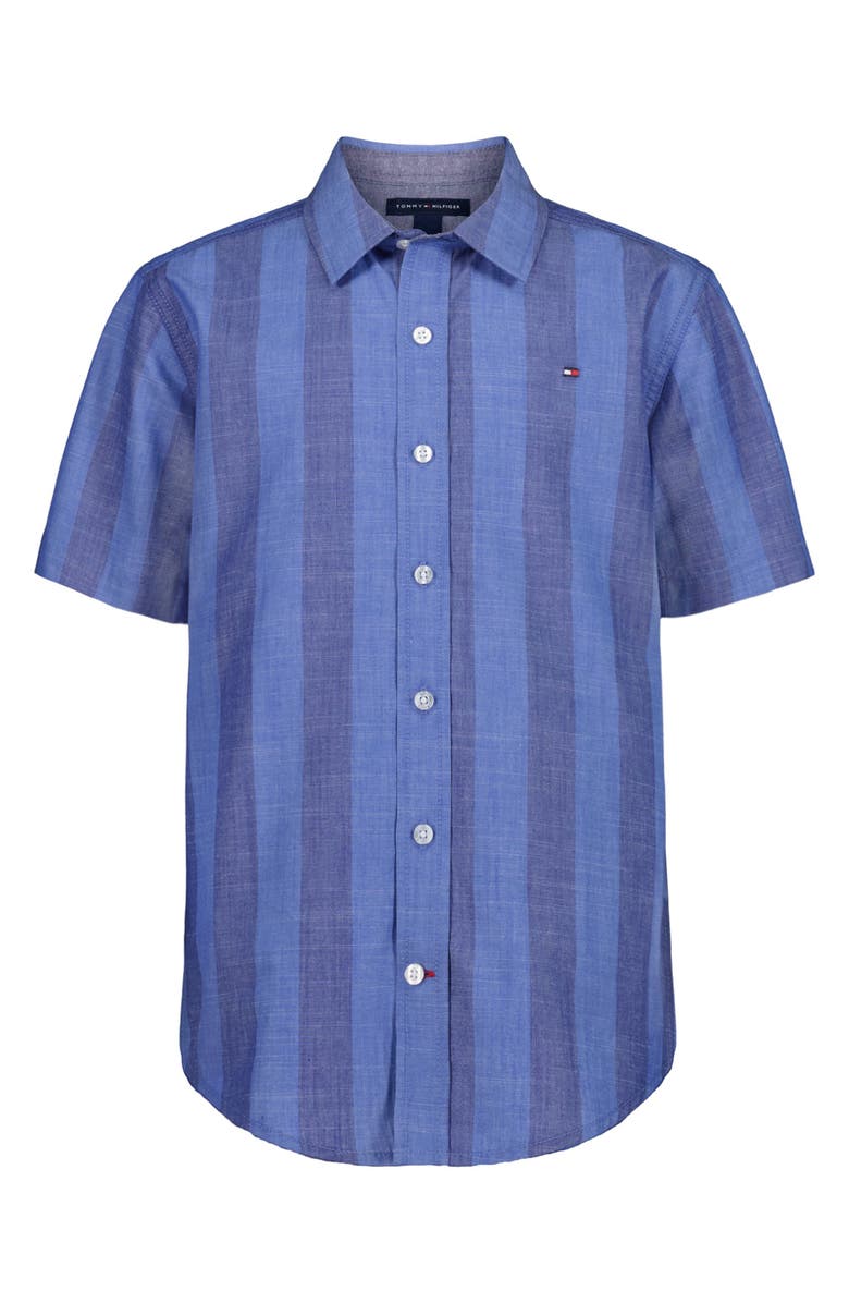 Tommy Hilfiger Kids' Awning Stripe Button-Up Shirt, Main, color, Beaucoup Blue