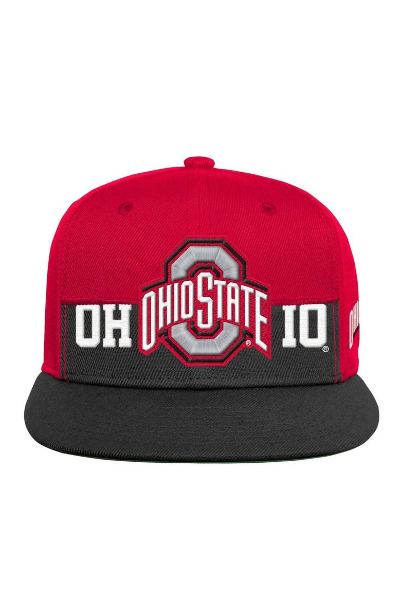 Mitchell & Ness Youth Mitchell & Ness Scarlet/Black Ohio State Buckeyes Half and Half Snapback Hat, Alternate, color, 