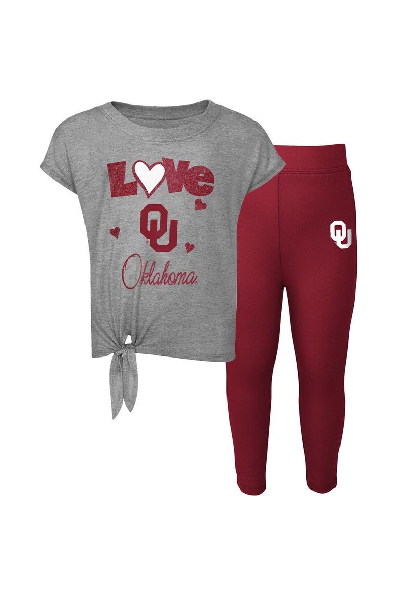 Infant Heather Gray/Crimson Oklahoma Sooners Forever Love T-Shirt & Leggings Set, Main, color, Heather Gray