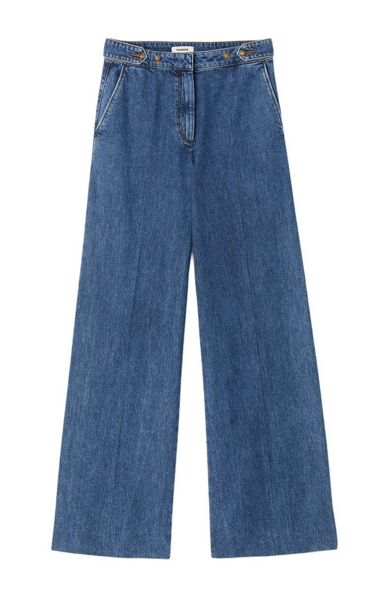 SANDRO Mid-rise wide leg jeans, Alternate, color, Blue Jean