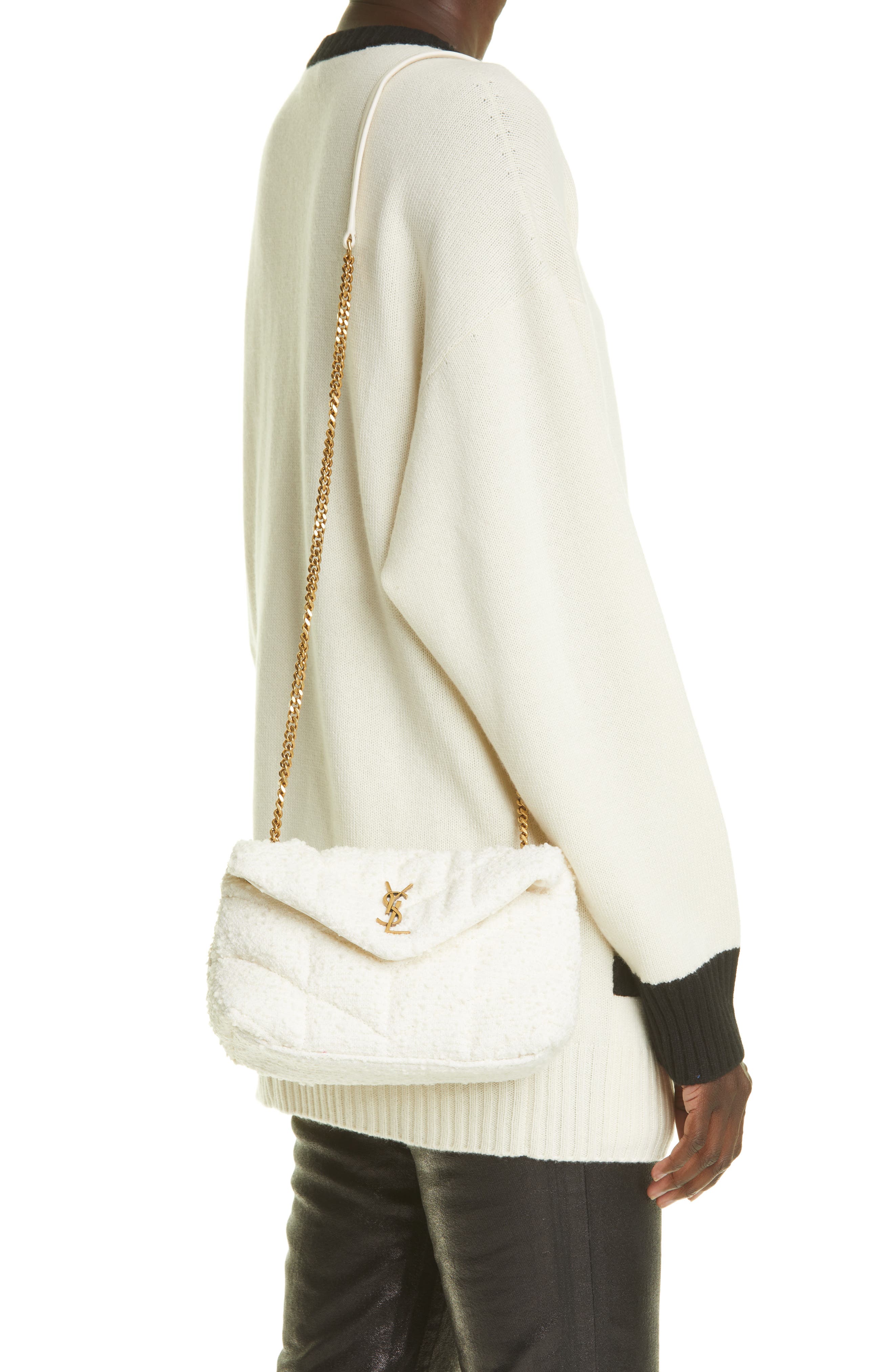 Toy Lou Bouclé Puffer Bag, Alternate, color, CRAIE/ CRAIE